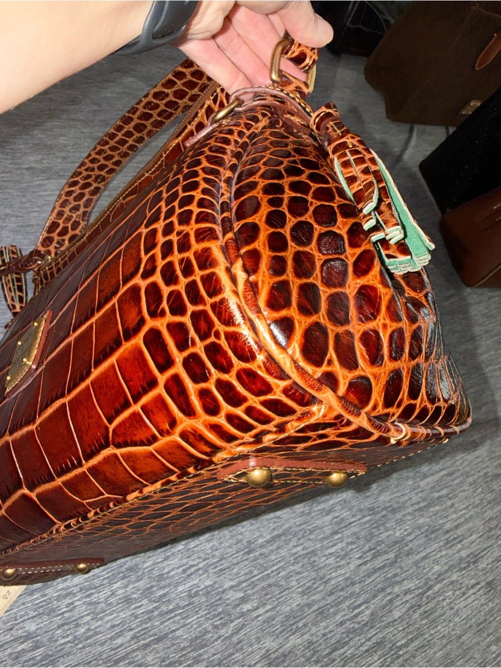 Dooney & Bourke Chestnut Croc-Embossed Leather Shoulder Bag - Picture 7 of 15